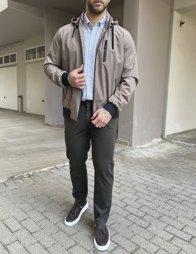 Ανδρικό καφέ Jacket με κουκούλα WS8032W φωτογραφία